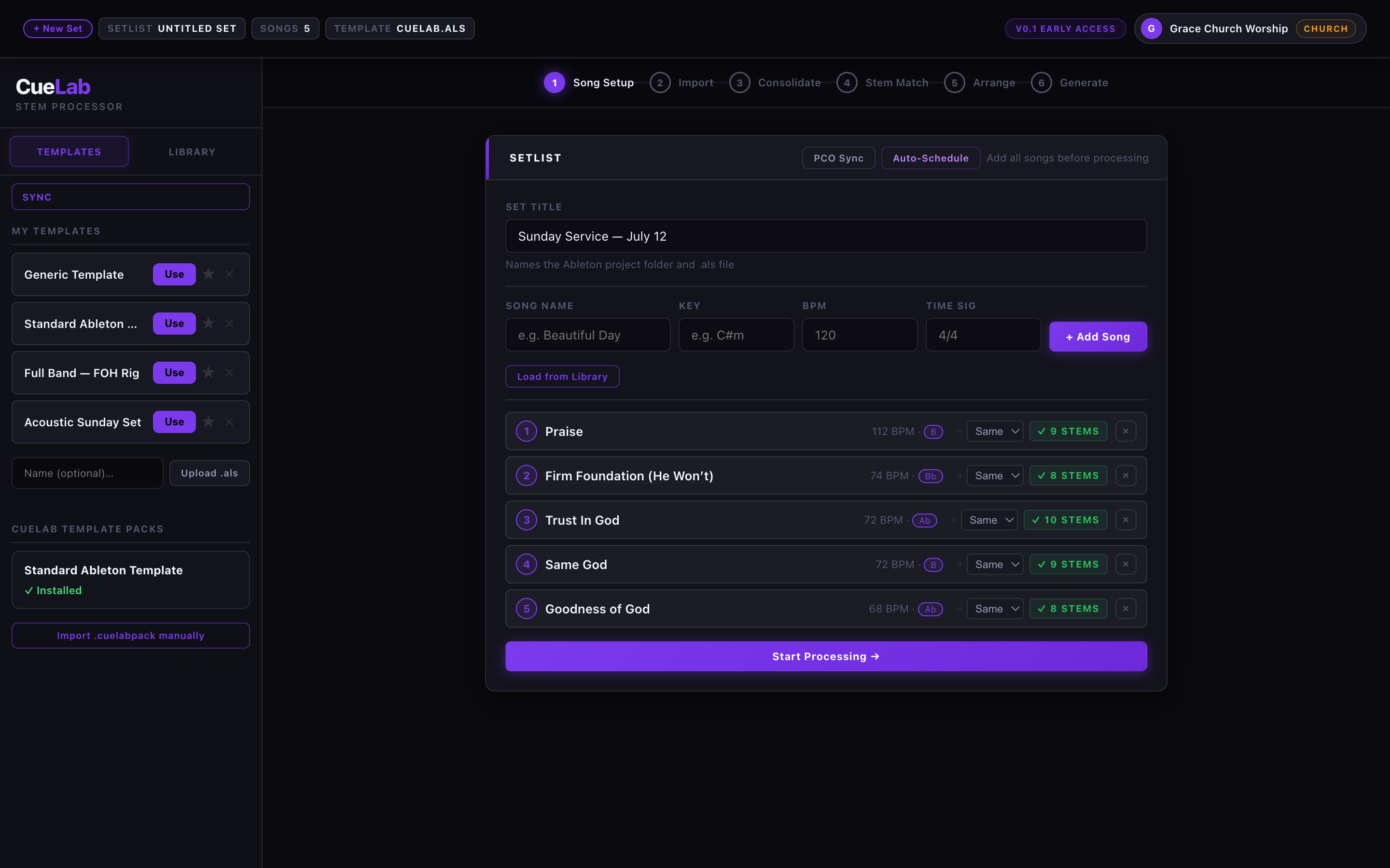 CueLab — setlist builder and Ableton set generator
